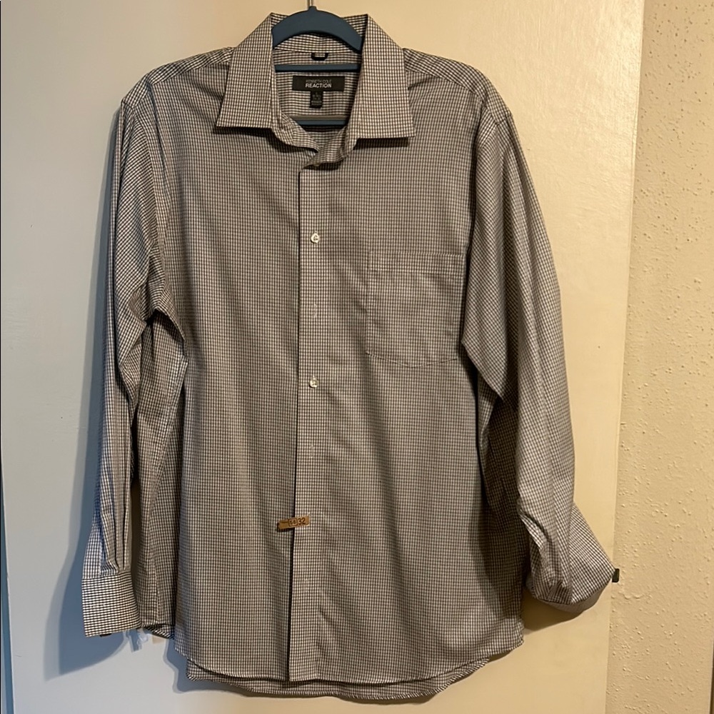 Kenneth Cole Reaction Men's Gray Checkered Shirt